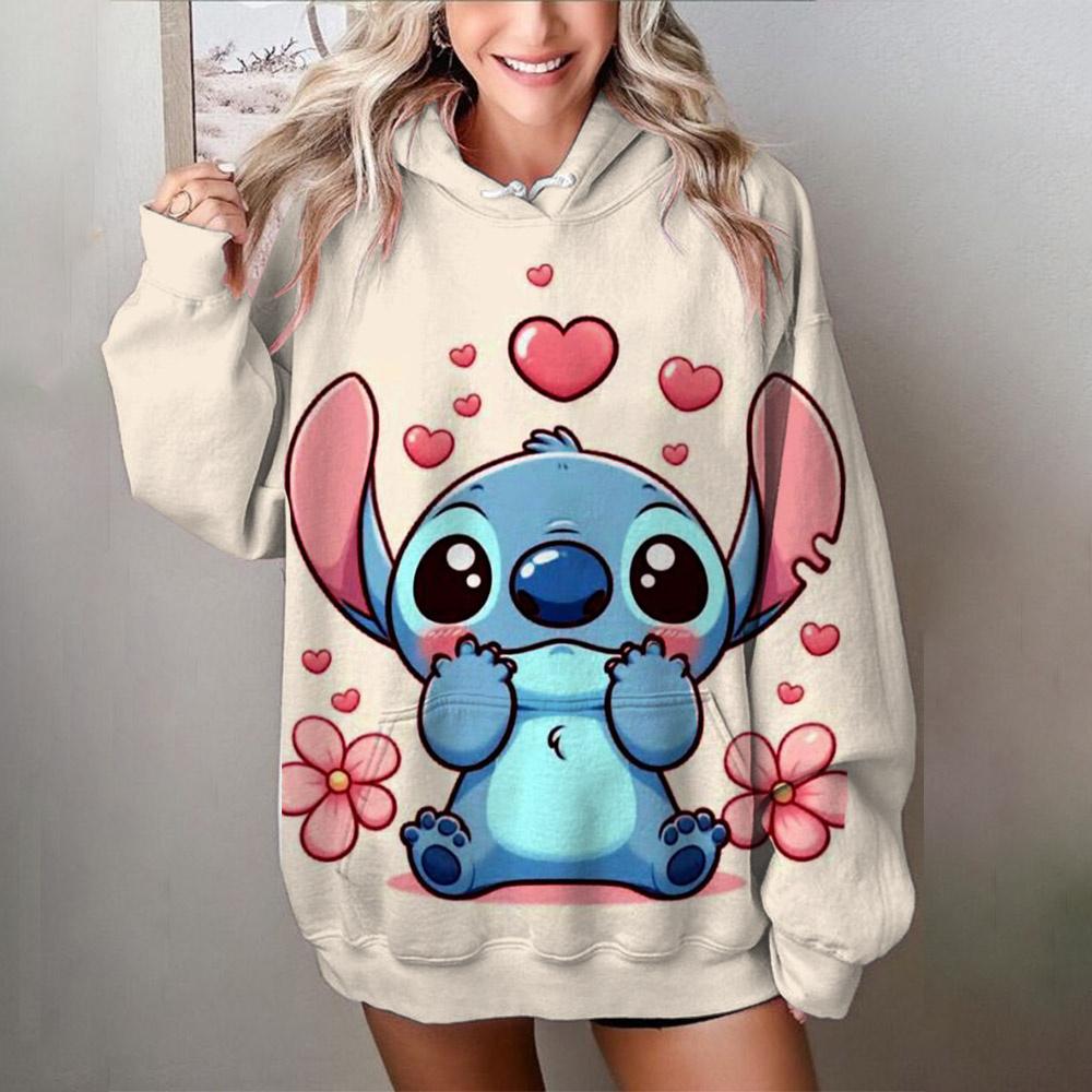 Miniso 2025 Stitch Damen-Hoodies 3D Niedlicher Cartoon-Print Frau Langarm Mode-Hoodies Streetstyle Herbst/Winter Neuer Pullover M von Joom DACH