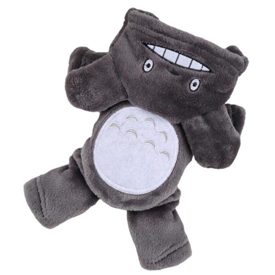 Mit Kapuze Ohren Dekor Vier-Beine Plüsch Warm Knöpfe Verschluss Haustier Mantel Cartoon Form Haustier Hund 2XL grau von Joom DACH