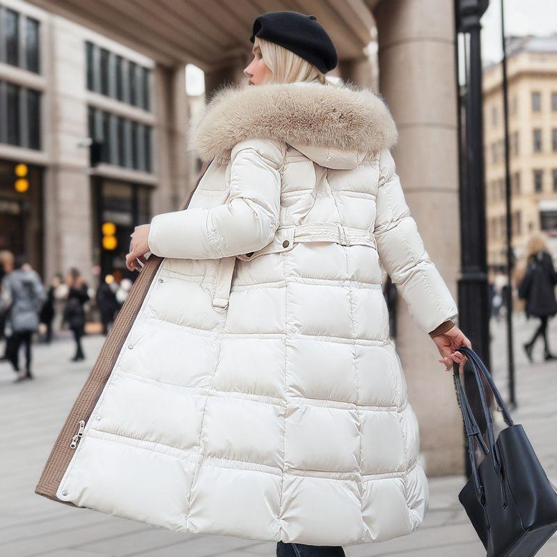 Mit Kapuze und Baumwolle gefütterte Daunenjacke für Damen, schmale Passform, großer Pelzkragen, lockerer, warmer Pelzkragen über dem Knie, Parkas und dicke Mäntel, weibliche Winter-Outwear XXL Mit Kapuze und Baumwolle gefütterte Daunenjacke für Damen, schmale Passform, großer Pelzkragen, lockerer, warmer Pelzkragen über dem Knie, Parkas und dicke Mäntel, weibliche Winter-Outwear XXL von Joom DACH