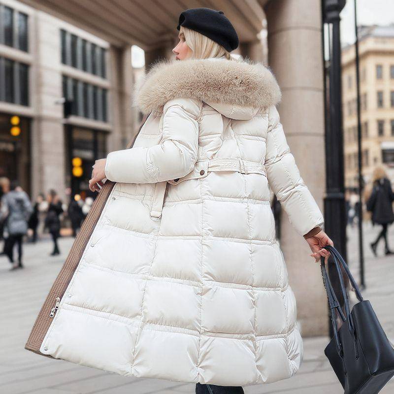 Mit Kapuze und Baumwolle gefütterte Daunenjacke für Damen, schmale Passform, großer Pelzkragen, lockerer, warmer Pelzkragen über dem Knie, Parkas und dicke Mäntel, weibliche Winter-Outwear XXL Mit Kapuze und Baumwolle gefütterte Daunenjacke für Damen, schmale Passform, großer Pelzkragen, lockerer, warmer Pelzkragen über dem Knie, Parkas und dicke Mäntel, weibliche Winter-Outwear XXL von Joom DACH