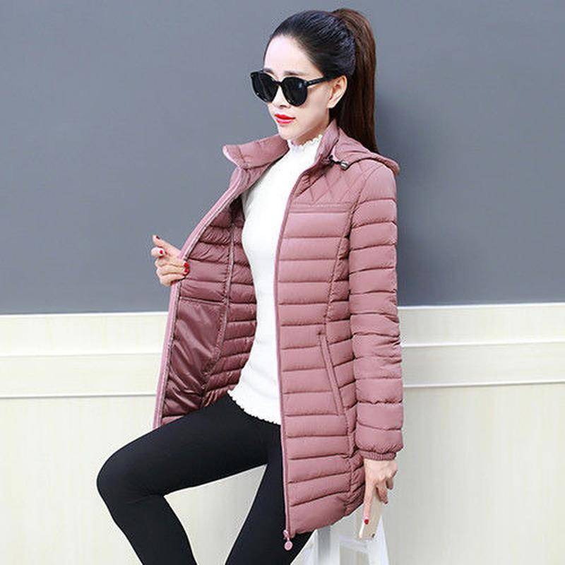 Mit kapuze Mantel Frauen Oberbekleidung Weibliche Parkas Lange Jacken Warme Basis Mäntel Winter Baumwolle Casual 6XL rosa von Joom DACH