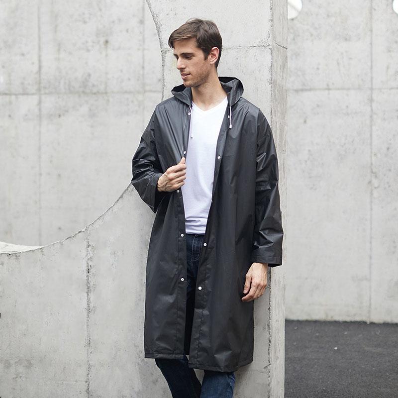 Mit kapuze Ponchos Transparent Regenmantel EVA Frauen Männer Outdoor Reise Regen Abdeckung Wasserdicht Camping One Size schwarz von Joom DACH