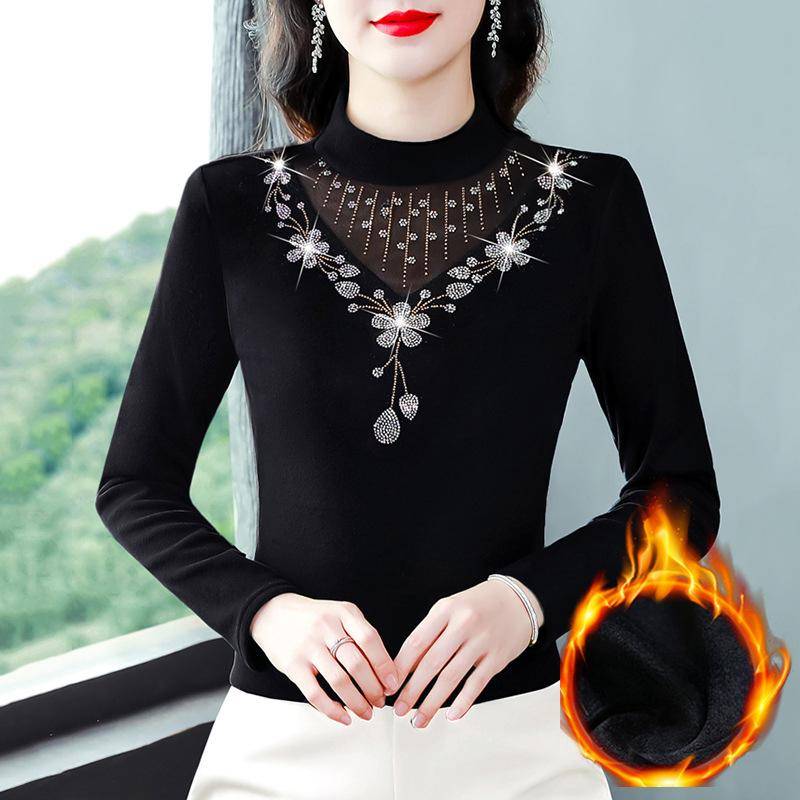 Mittelalte Mutter Herbst Halber Rollkragen Temperament Langarm T-Shirt Damen Unterhemd Oberteil XL von Joom DACH