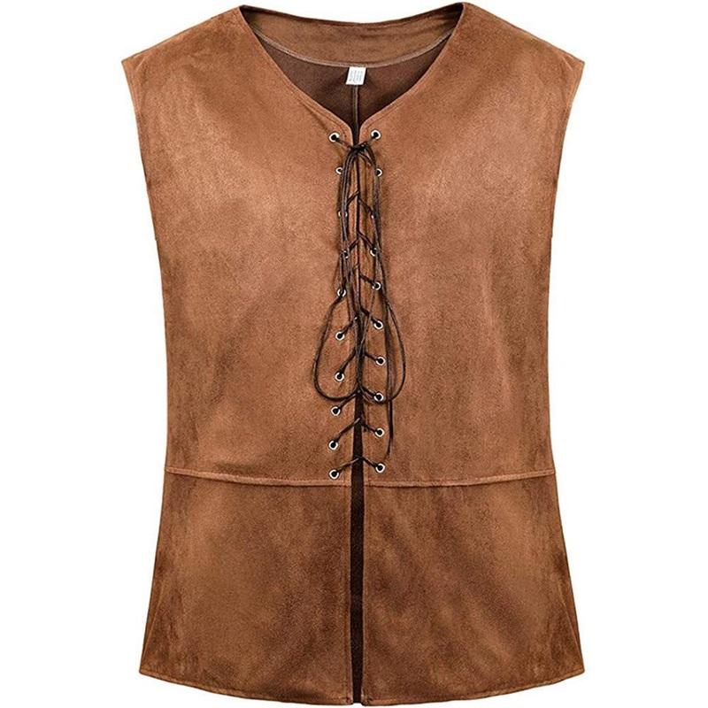 Mittelalterliche Renaissance Piraten Gothic Steampunk Weste Schnürweste, die von Männern und Frauen getragen werden kann M pastell braun von Joom DACH