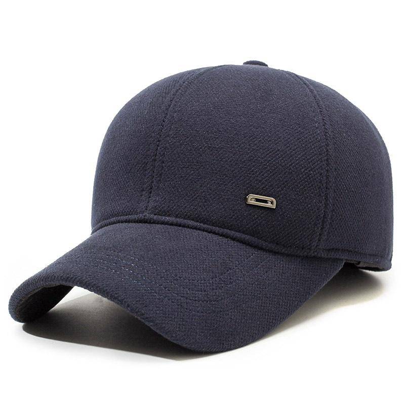 Mittelalterliche und ältere Kappe Herren Winter Ohrenschutz Baumwolle Warme Mütze Dicke Baseballkappe navy blau von Joom DACH