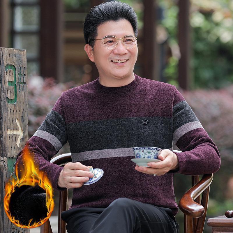 Mittelalterlicher Papa Winter Chenille Pullover Herren Rundhals Samt Verdickt Mittelalterlich und Ältere Warme Strickoberteile 4XL von Joom DACH