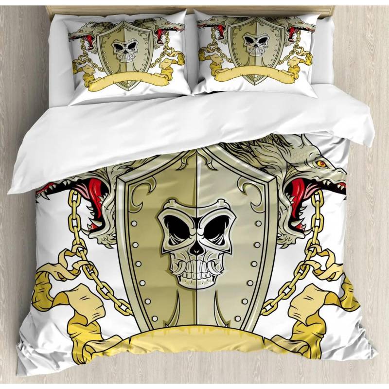 Mittelalterliches Bettbezug-Set, Mittelalterlicher Ritter mit gealtertem Schild, Historisches Thema Digitaldruck Bettwäscheset US Twin(172x218cm) von Joom DACH