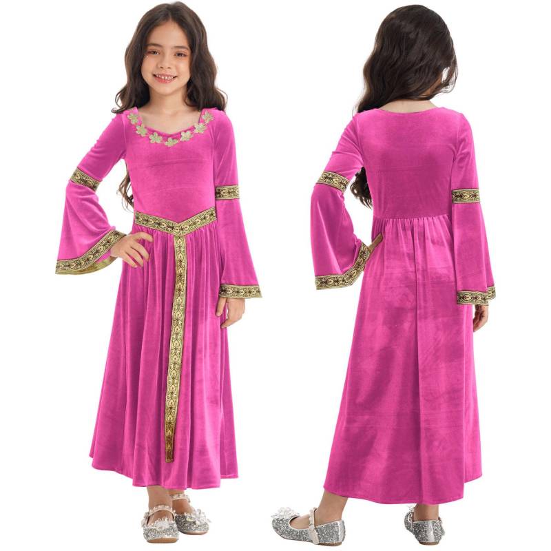 Mittelalterliches Prinzessinnenkostüm für Mädchen, Renaissance-Kostüm, Robe, Retro-Kleid für Halloween, Cosplay, Verkleidung 5-6 Years heißes rosa von Joom DACH