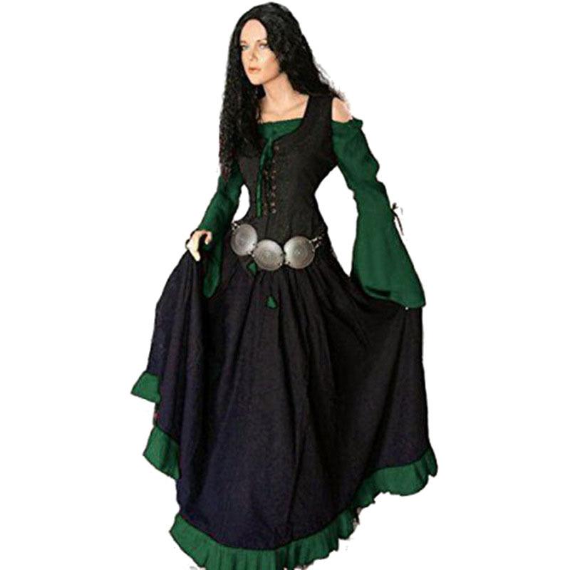 Mittelalterliches Renaissance-Kleid für Damen, unregelmäßiges langärmliges Cosplay-Maxikleid XXXXXL von Joom DACH