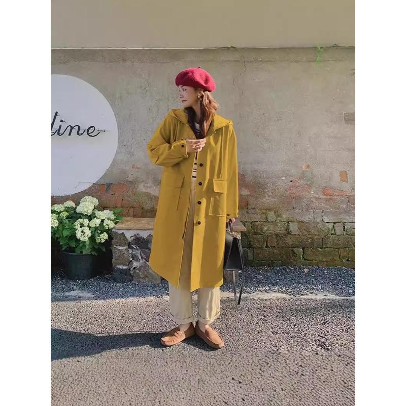 Mittelange Kapuzen-Freizeit-Windjacke Damen Herbst Neuer Stil Mittellanger Mantel S von Joom DACH