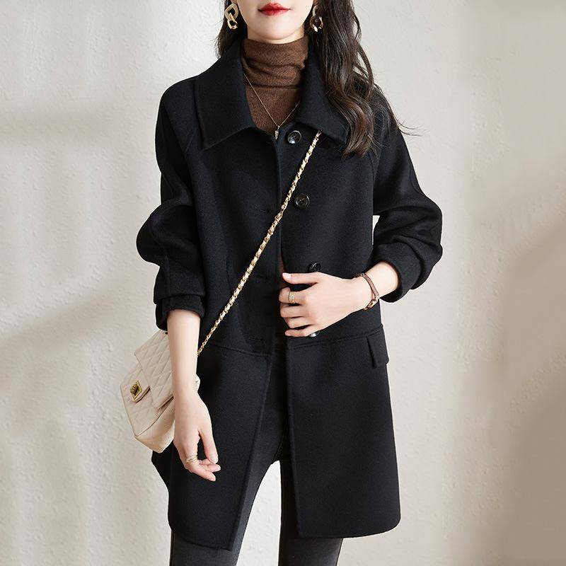 Mittelanger Wollmantel Rot für Herbst und Winter Mama Mode Ausländischer Einreiher Lockerer Mantel 2XL von Joom DACH