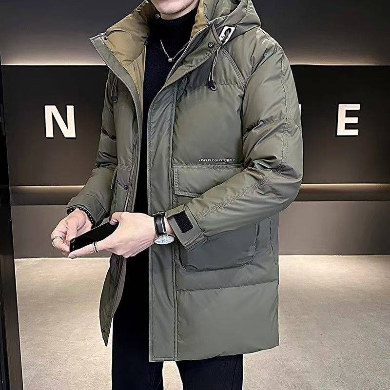 Mittellange bis lange Daunenjacke für den lässigen Winter für Herren, dicke, warme und kältebeständige Kapuzenjacke L grün von Joom DACH