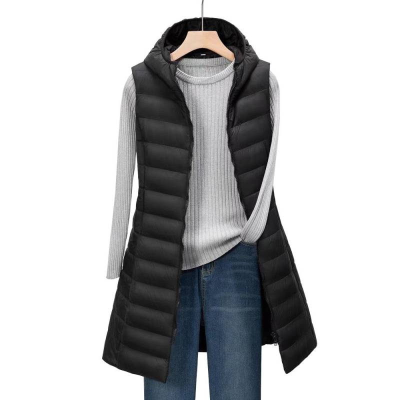 Mittellange leichte Daunenjacke mit Kapuze und Baumwollweste für Damen im Herbst und Winter XXXL schwarz von Joom DACH