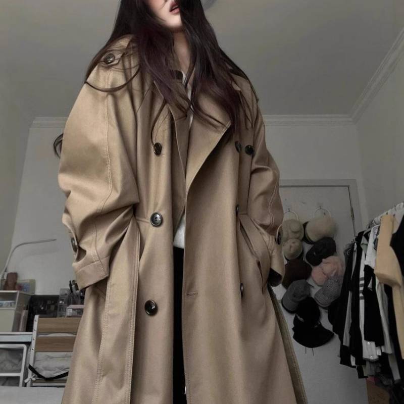 Mittellanger und langer Trenchcoat für Damen im Frühjahr und Herbst, zweireihiger modischer Trenchcoat für Mädchen XL von Joom DACH