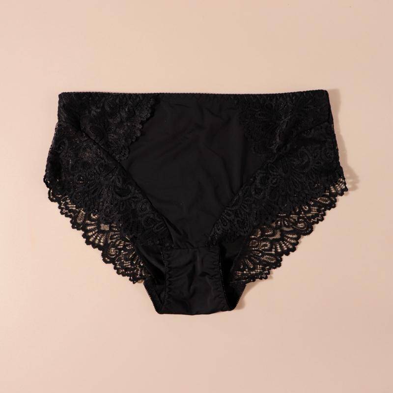 Mittlere Taille Spitze Plus Größe Höschen Frauen Große Größe Slips Dessous Weibliche Unterwäsche ML XL 2XL 3XL 4XL 2XL schwarz von Joom DACH