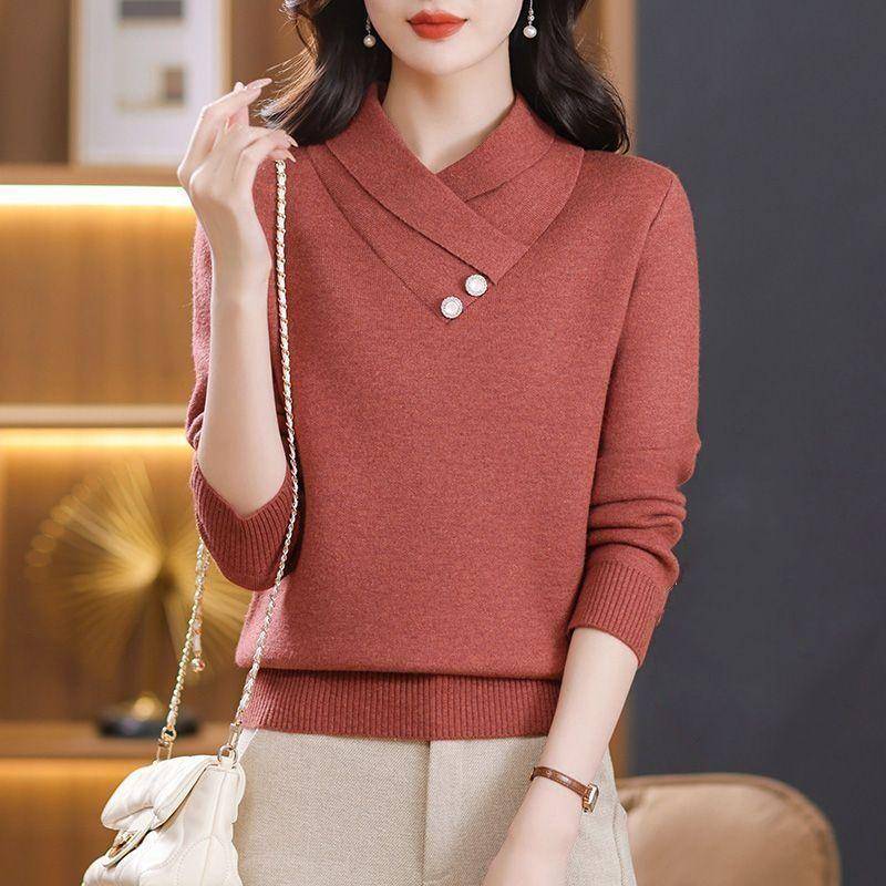 Mittleren Alters Mama Rot Pullover frauen Verdickt Herbst Winter Mode Ausländer Warme Strick Pullover L von Joom DACH