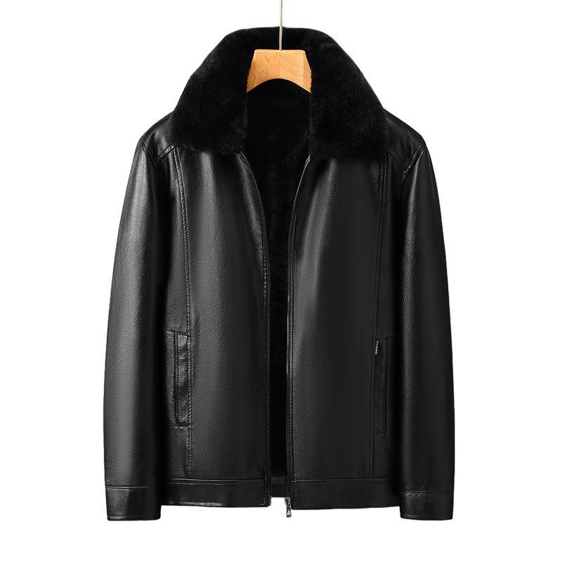 Mittleren Alters und Älterer Vaters PU-Lederjacke Leder Herren Lederjacke Herren Neue Samt Dicke Herren Wintermantel 4XL von Joom DACH