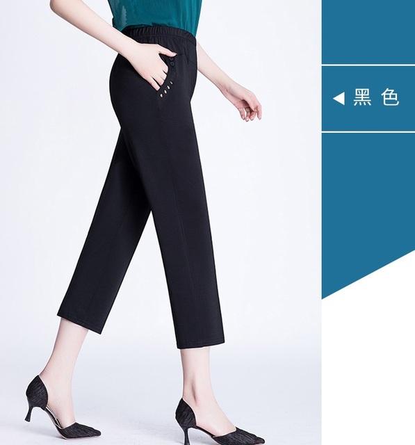 Mittleren Alters und Alte Frauen Sommer Hose Dünne Elastische Hohe Taille Lose Beiläufige Hosen 5XL 6XL 7XL 8XL Weibliche Gerade hosen 8XL schwarz von Joom DACH
