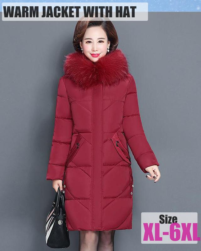 Mittleres Alter, ältere Frauen, Baumwolle, gepolsterte Kleidung, lange neue Mutter-Daunenjacke 6XL von Joom DACH