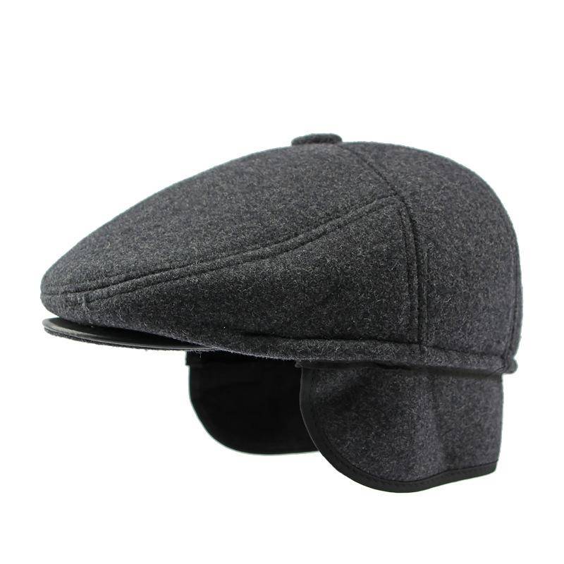 Mittleres Alter Ältere Menschen Forward Cap Herren Herbst Winter Gehörschutz Warme Mütze Britische Schirmmütze Baskenmütze L(58-60cm) dunkelgraue von Joom DACH