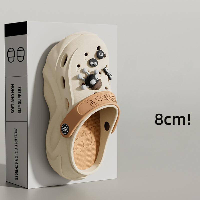 Mix Color Chunky Plateau-Clogs für Damen Sommer 2024 Weiche dicke Unterseite Strandsandalen Schuhe Frau Rutschfeste Eva Wedges Hausschuhe 37 von Joom DACH