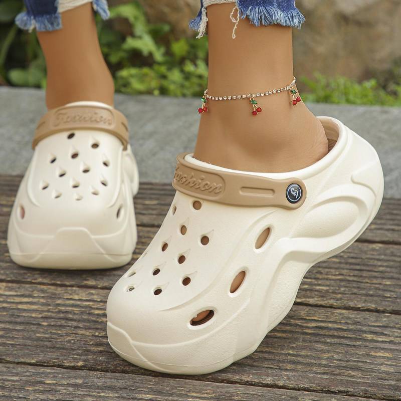 Mix Color Chunky Plateau-Clogs für Damen Sommer 2024 Weiche dicke Unterseite Strandsandalen Schuhe Frau Rutschfeste Eva Wedges Hausschuhe 38 von Joom DACH