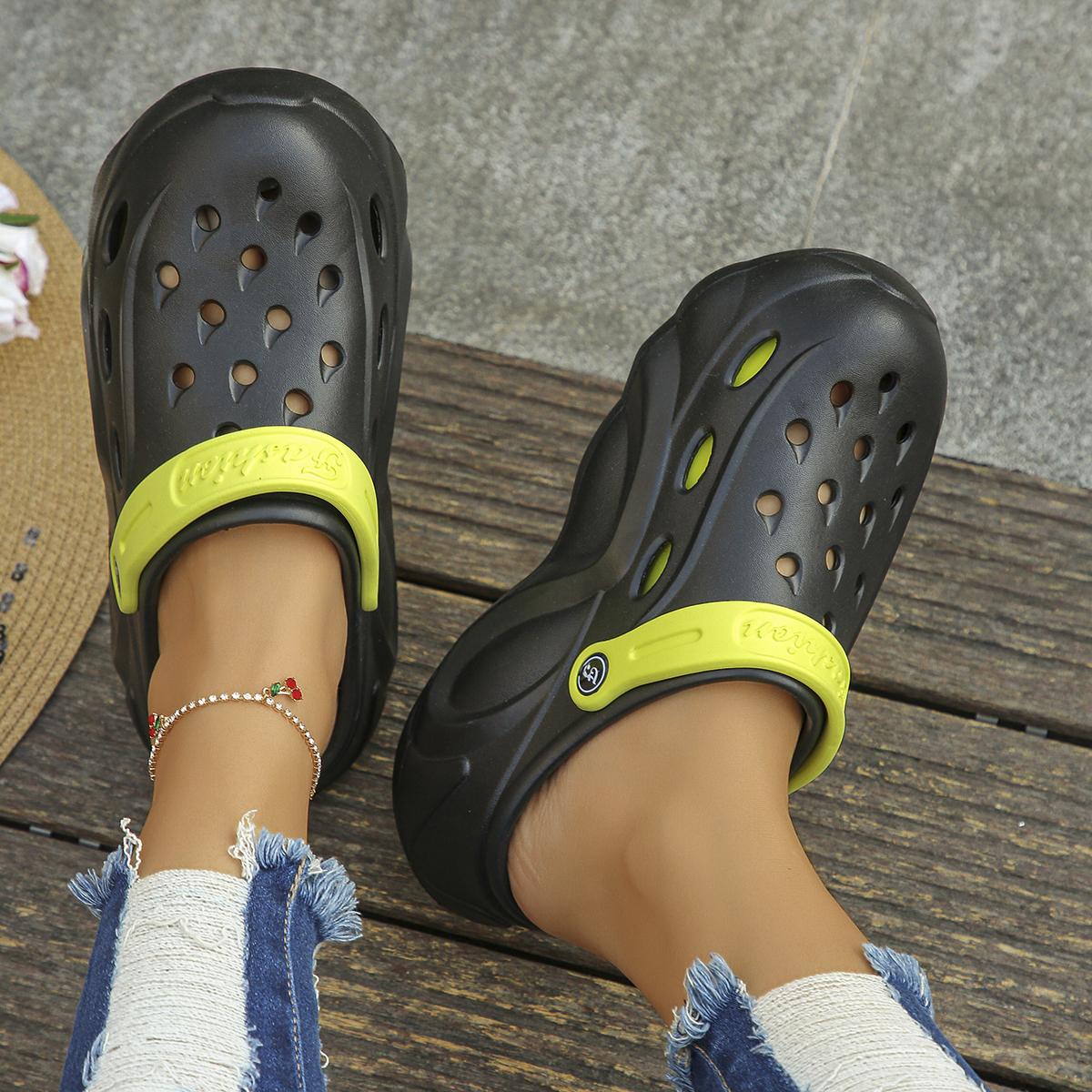 Mix Color Chunky Plateau-Clogs für Damen Sommer 2024 Weiche dicke Unterseite Strandsandalen Schuhe Frau Rutschfeste Eva Wedges Hausschuhe 40 von Joom DACH