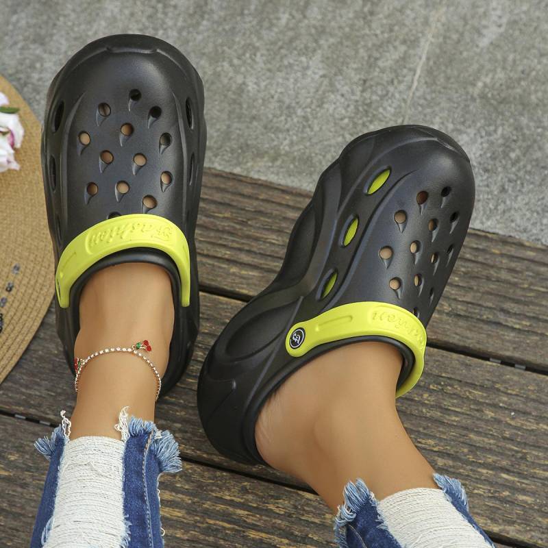 Mix Color Chunky Plateau-Clogs für Damen Sommer 2024 Weiche dicke Unterseite Strandsandalen Schuhe Frau Rutschfeste Eva Wedges Hausschuhe 40 von Joom DACH