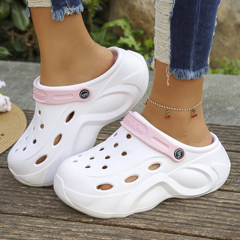 Mix Color Chunky Plateau-Clogs für Damen Sommer 2024 Weiche dicke Unterseite Strandsandalen Schuhe Frau Rutschfeste Eva Wedges Hausschuhe 41 von Joom DACH