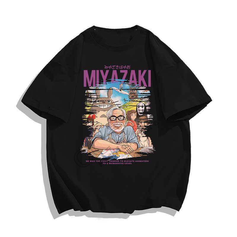Miyazaki Hayao Kurzarm-T-Shirt Frühling Sommer Herren und Damen Japanischer Anime Retro Illustration Rundhals Baumwoll-T-Shirts M von Joom DACH