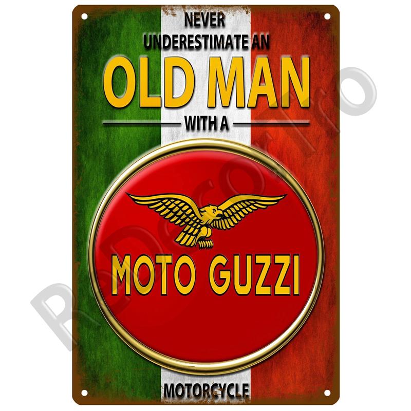 MoTo Guzzi Retro Dekorative Haus Metall Zeichen Platte Poster Auf Die Wand Blechschild Vintage Poster Decor Wand Kunst Raum Dekoration 20 x 30cm von Joom DACH