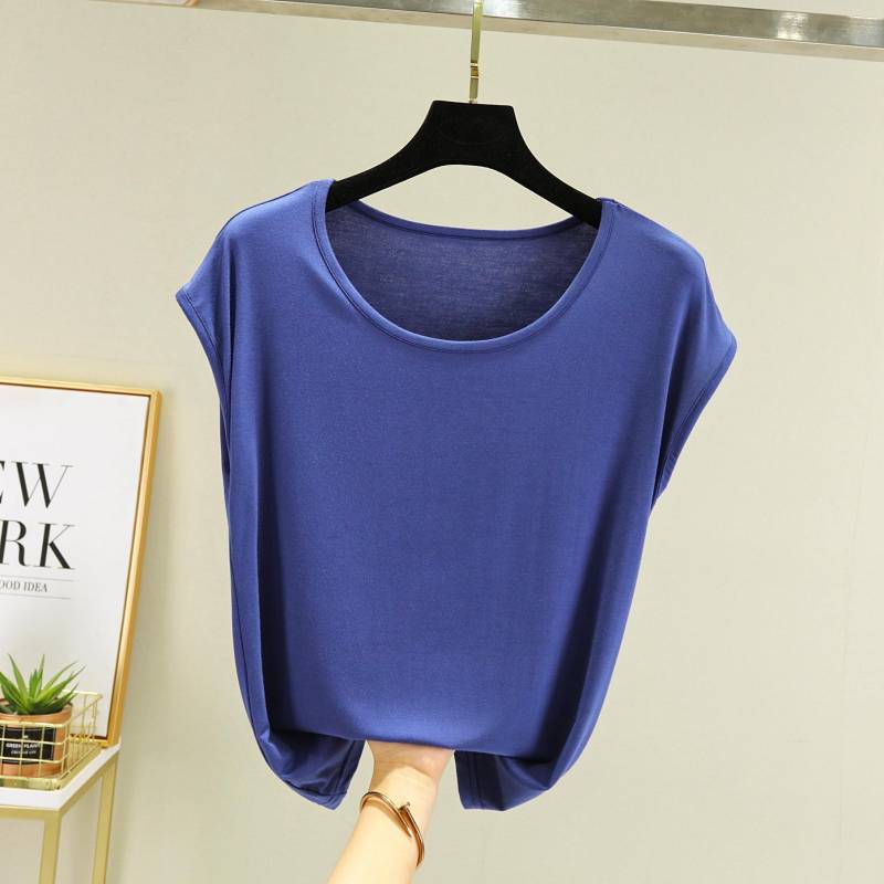 Modal Ärmelloses T-Shirt für Damen Sommerbekleidung Basic Rundhals Locker Oversized Einfarbig Schlankmachendes Oberteil T-Shirts 2XL blau Modal Ärmelloses T-Shirt für Damen Sommerbekleidung Basic Rundhals Locker Oversized Einfarbig Schlankmachendes Oberteil T-Shirts 2XL blau von Joom DACH