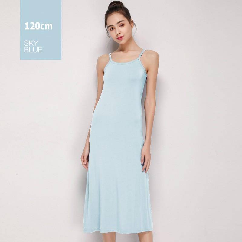Modales Slip-Kleid für Damen, Spaghettiträger, Unterkleid, Innenpetticoat XL blau Modales Slip-Kleid für Damen, Spaghettiträger, Unterkleid, Innenpetticoat XL blau von Joom DACH