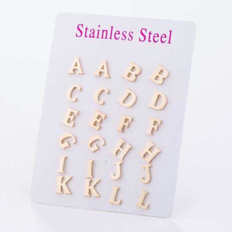 Mode 1 Paar Mädchen für Frauen personalisierte einfache Edelstahl Mode 26 Buchstaben Ohrringe AZ Alphabet Schmuck B gold von Joom DACH
