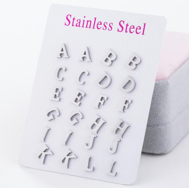 Mode 1 Paar Mädchen für Frauen personalisierte einfache Edelstahl Mode 26 Buchstaben Ohrringe AZ Alphabet Schmuck H silber von Joom DACH