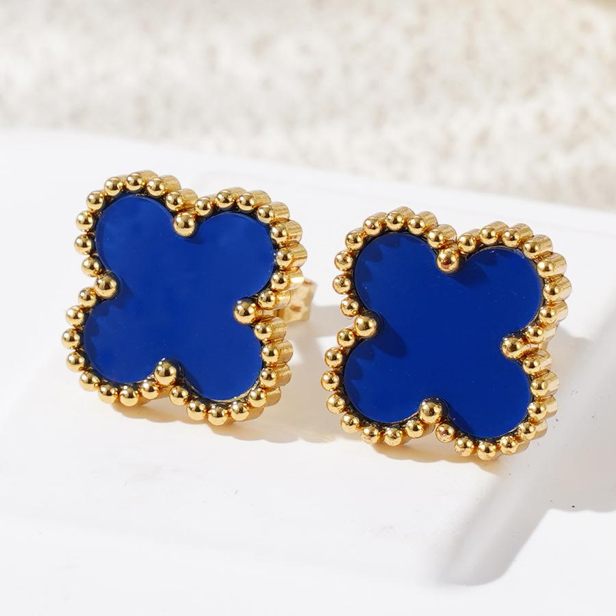 Mode 18k Titanstahl Vierblättriges Kleeblatt Ohrringe Damen Schlichte Muschel Leichter Luxus Hochwertiges Gefühl Ohrringe Persönlichkeitsohrringe von Joom DACH