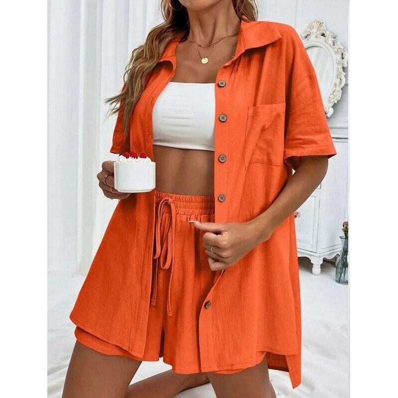 Mode 2 Stück Weite Bein Shorts Sets Sommer Frauen Shirts Anzug Zwei Stück Set Kurzarm 2024 Casual Lange Bluse taschen Lose Outfits 26296 XL orion-farbe Mode 2 Stück Weite Bein Shorts Sets Sommer Frauen Shirts Anzug Zwei Stück Set Kurzarm 2024 Casual Lange Bluse taschen Lose Outfits 26296 XL orion-farbe von Joom DACH