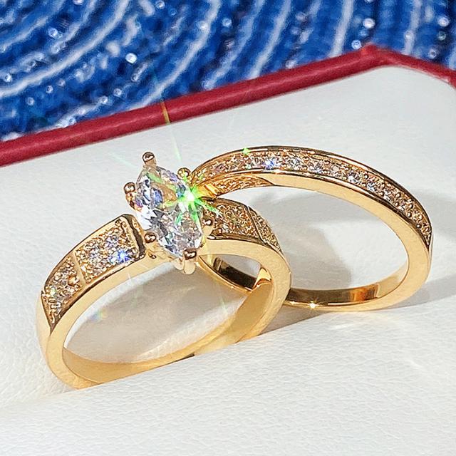 Mode 2-teiliges/Set Eheringe für Damen Moderner Stil Fingeraccessoires mit schillerndem Kristall Ästhetik Jubiläumsgeschenk 8 von Joom DACH