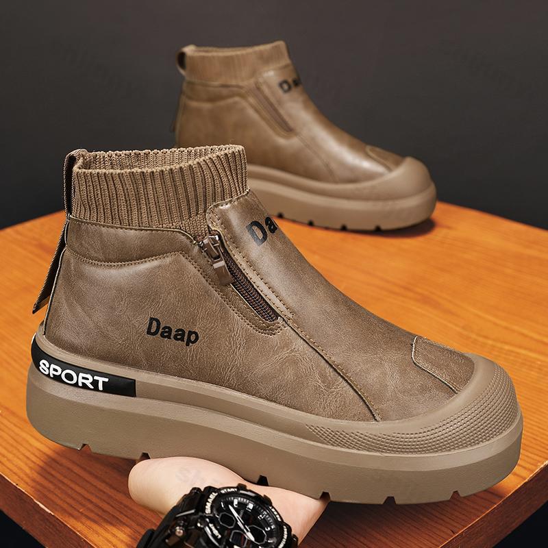 Mode 2025 Herbst Retro Britischer Stil High Top Dicke Sohle Freizeitschuhe für Herren Bequem Vielseitig Rutschfest Mode Klobige Sneaker 41 von Joom DACH