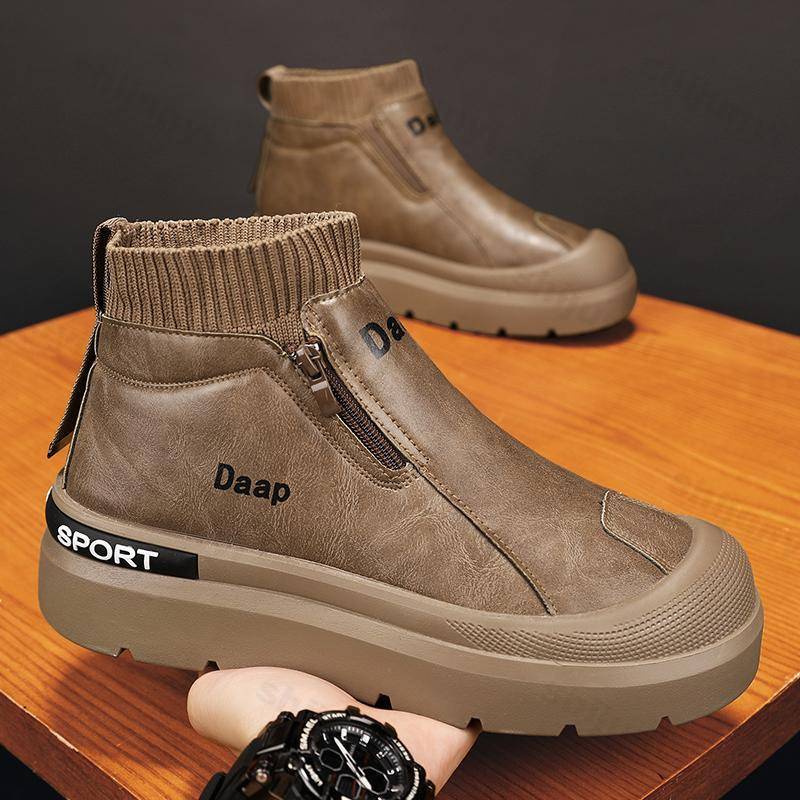 Mode 2025 Herbst Retro Britischer Stil High Top Dicke Sohle Freizeitschuhe für Herren Bequem Vielseitig Rutschfest Mode Klobige Sneaker 41 von Joom DACH