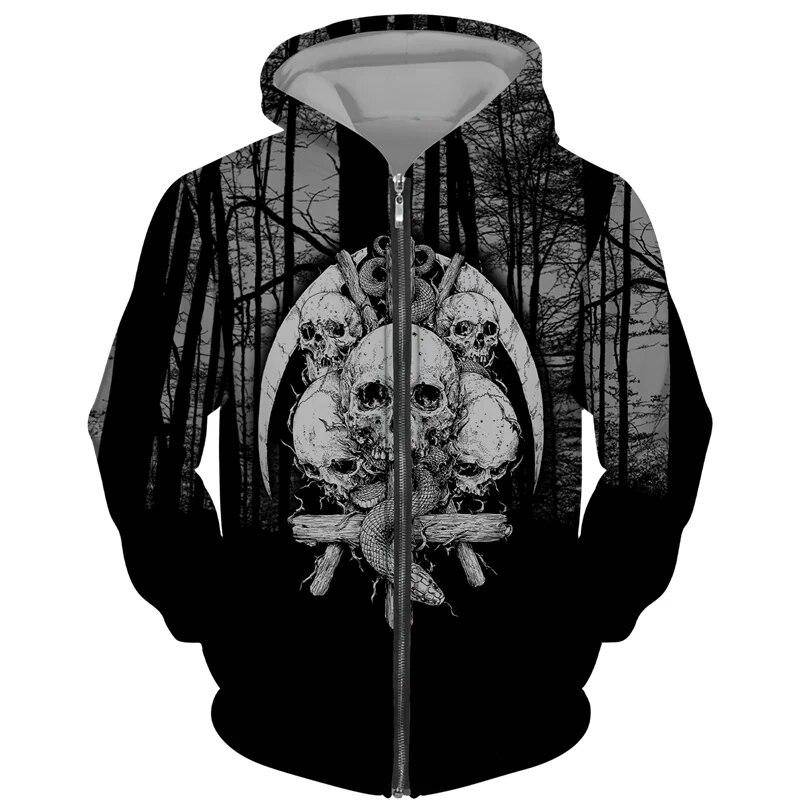 Mode 3D All Over Gedruckt Schwarz Hoodie/Jacke Unisex Gothic Zipper Sweatshirt Persönlichkeit Herren Pullover Streetwear 6XL von Joom DACH