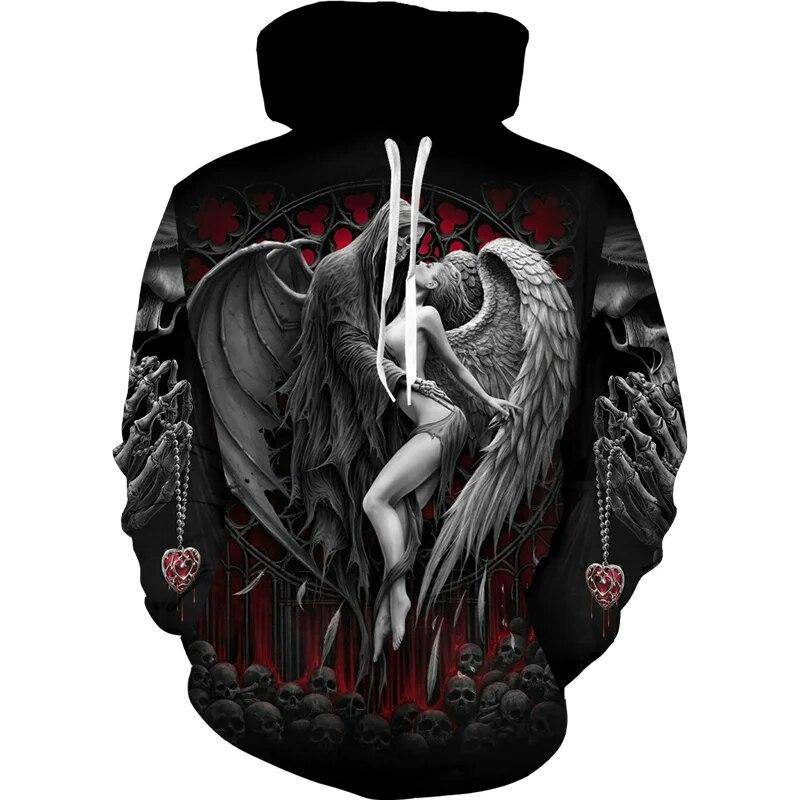 Mode 3D All Over Gedruckt Schwarz Hoodie/Jacke Unisex Gothic Zipper Sweatshirt Persönlichkeit Herren Pullover Streetwear XL von Joom DACH