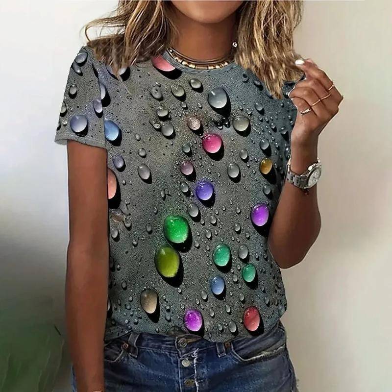 Mode 3D Liebe Print T Shirt für Frauen Casual Rundhals Sommer Kurzarm Tops Hip Hop Trend Damen Kleidung lose Mädchen Tees XXL von Joom DACH