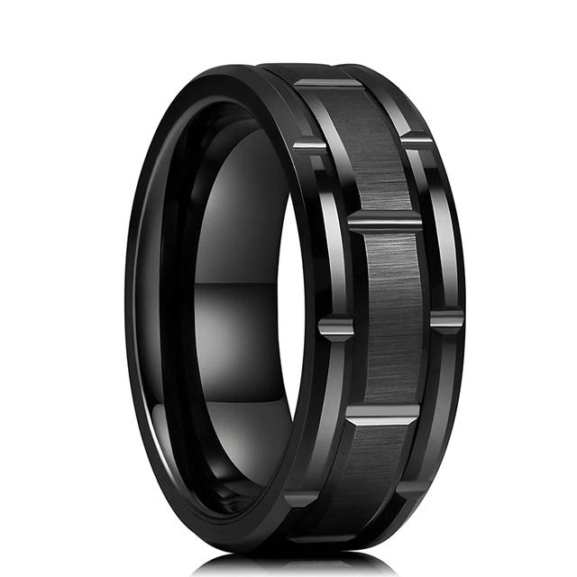 Mode 8mm Männer Rote Nut Abgeschrägte Kante Edelstahl Keltischen Drachen Ring Zirkon Inlay Rot Carbon Fiber Ring Männer hochzeit Band 11 von Joom DACH