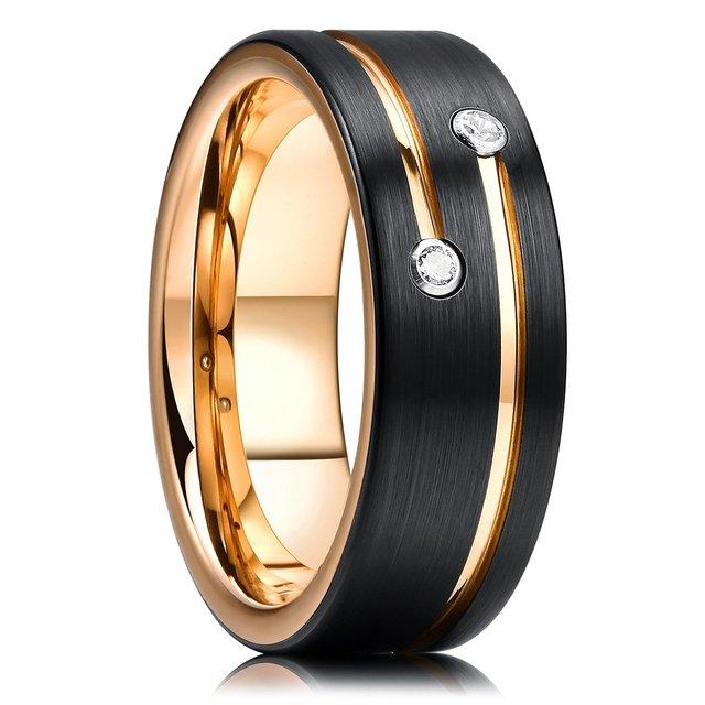 Mode 8mm Männer Rote Nut Abgeschrägte Kante Edelstahl Keltischen Drachen Ring Zirkon Inlay Rot Carbon Fiber Ring Männer hochzeit Band 13 von Joom DACH
