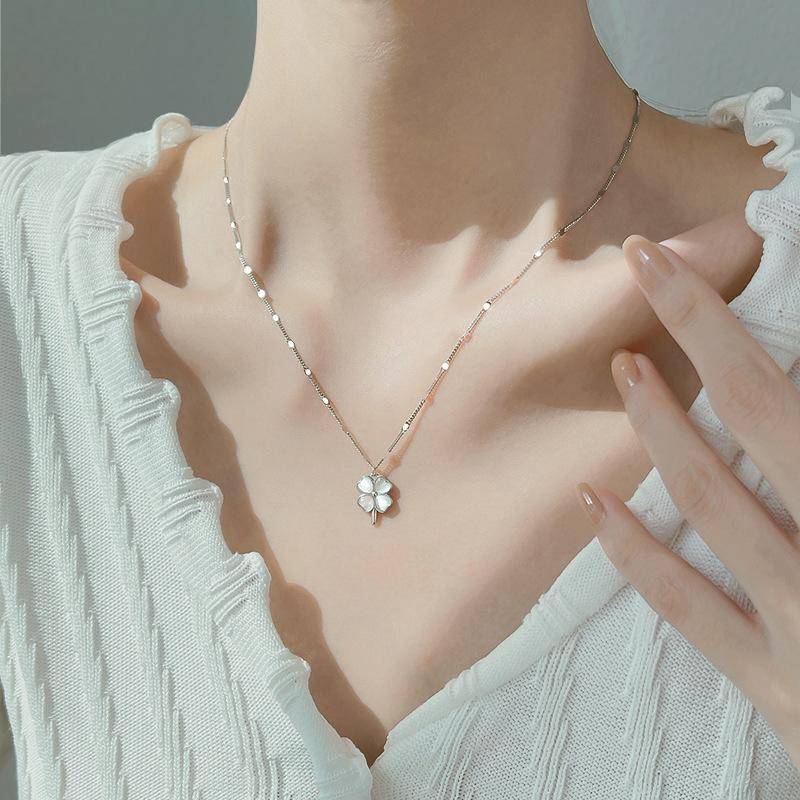 Mode 925 Silber Perle einfache elegante dünne Kette Anhänger Halskette für Frauen Mädchen Schmuck von Joom DACH