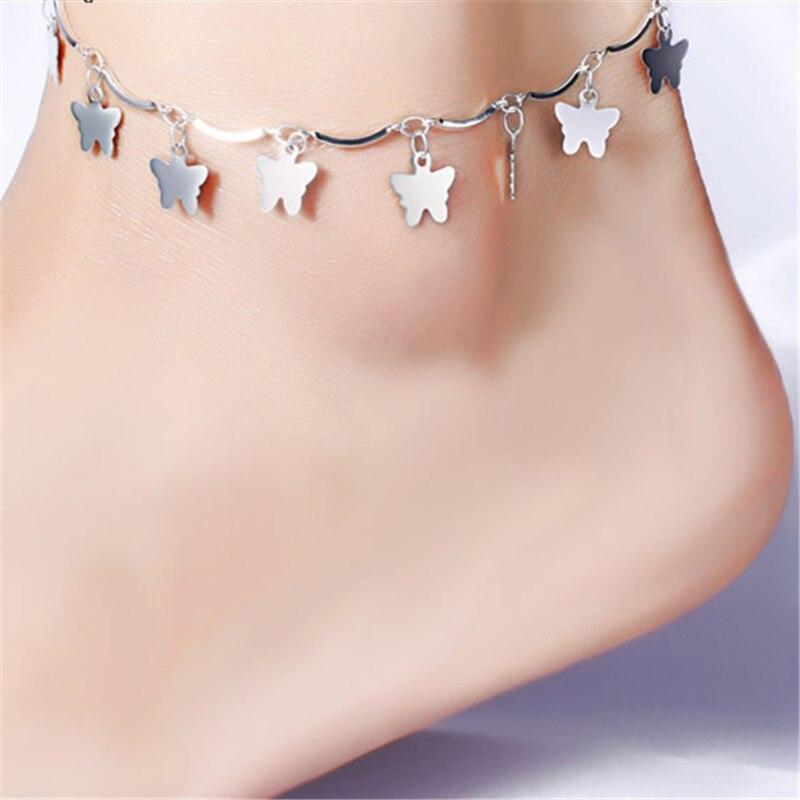 Mode 925 Sterling Silber Verhindern Allergie Schmetterling Charme Fußkettchen Armband Für Frauen Sommer Schmuck Link Kette Strand von Joom DACH