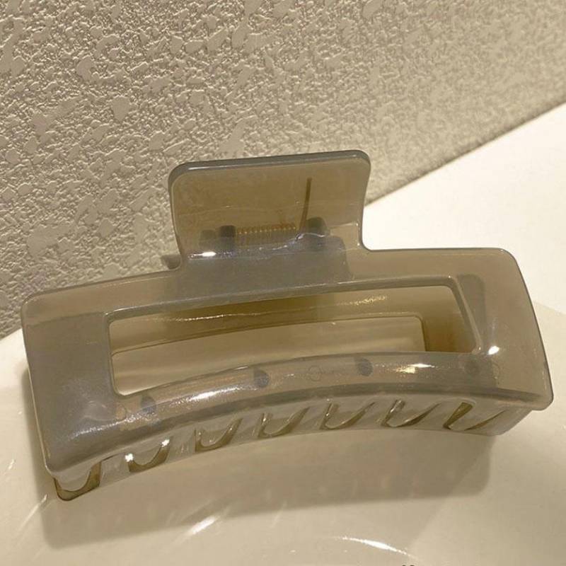 Mode Acryl Jelly Einfache Große Haarspange für Frauen Damen Make-up Haarspangen Haarschmuck Krabbe Badezimmer-Clip Kopfschmuck 10.5cm grau von Joom DACH