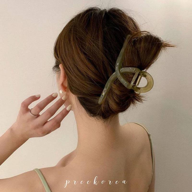 Mode Acryl Jelly Einfache Große Haarspange für Frauen Damen Make-up Haarspangen Haarschmuck Krabbe Badezimmer-Clip Kopfschmuck 11cm grün von Joom DACH