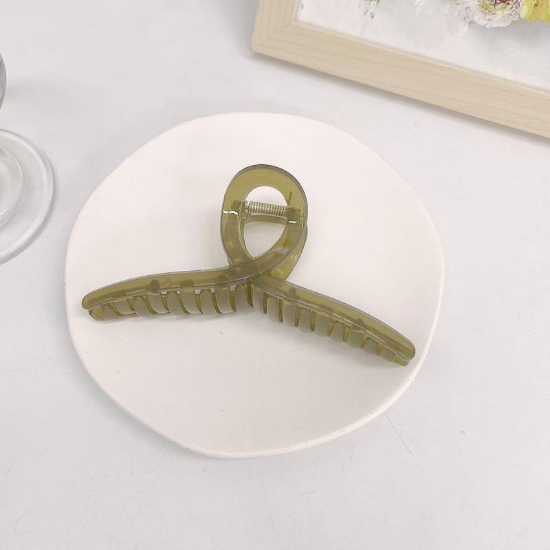 Mode Acryl Jelly Einfache Große Haarspange für Frauen Damen Make-up Haarspangen Haarschmuck Krabbe Badezimmer-Clip Kopfschmuck 13cm olivgrün von Joom DACH